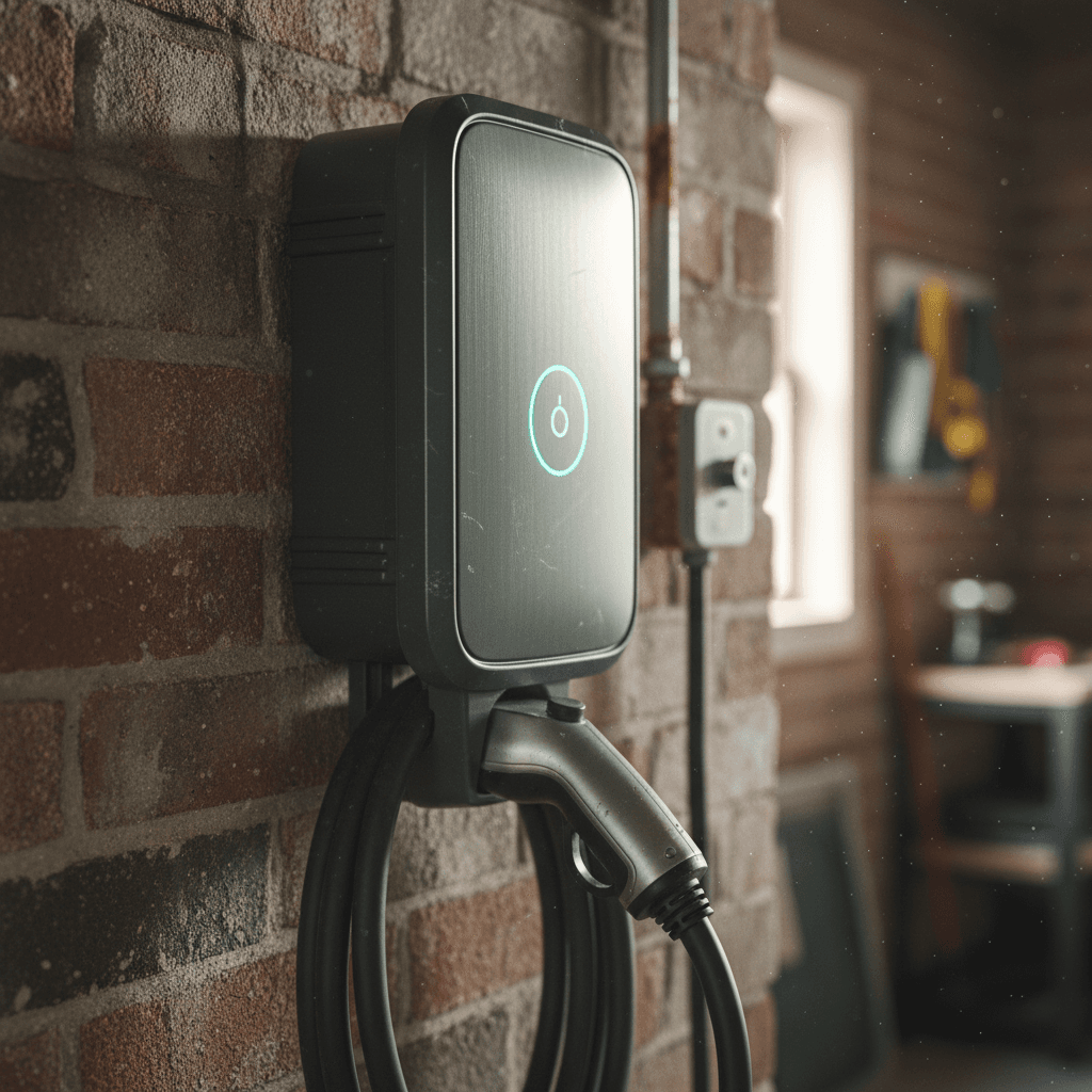 Electric car dashboard showing battery level and remaining driving range estimate