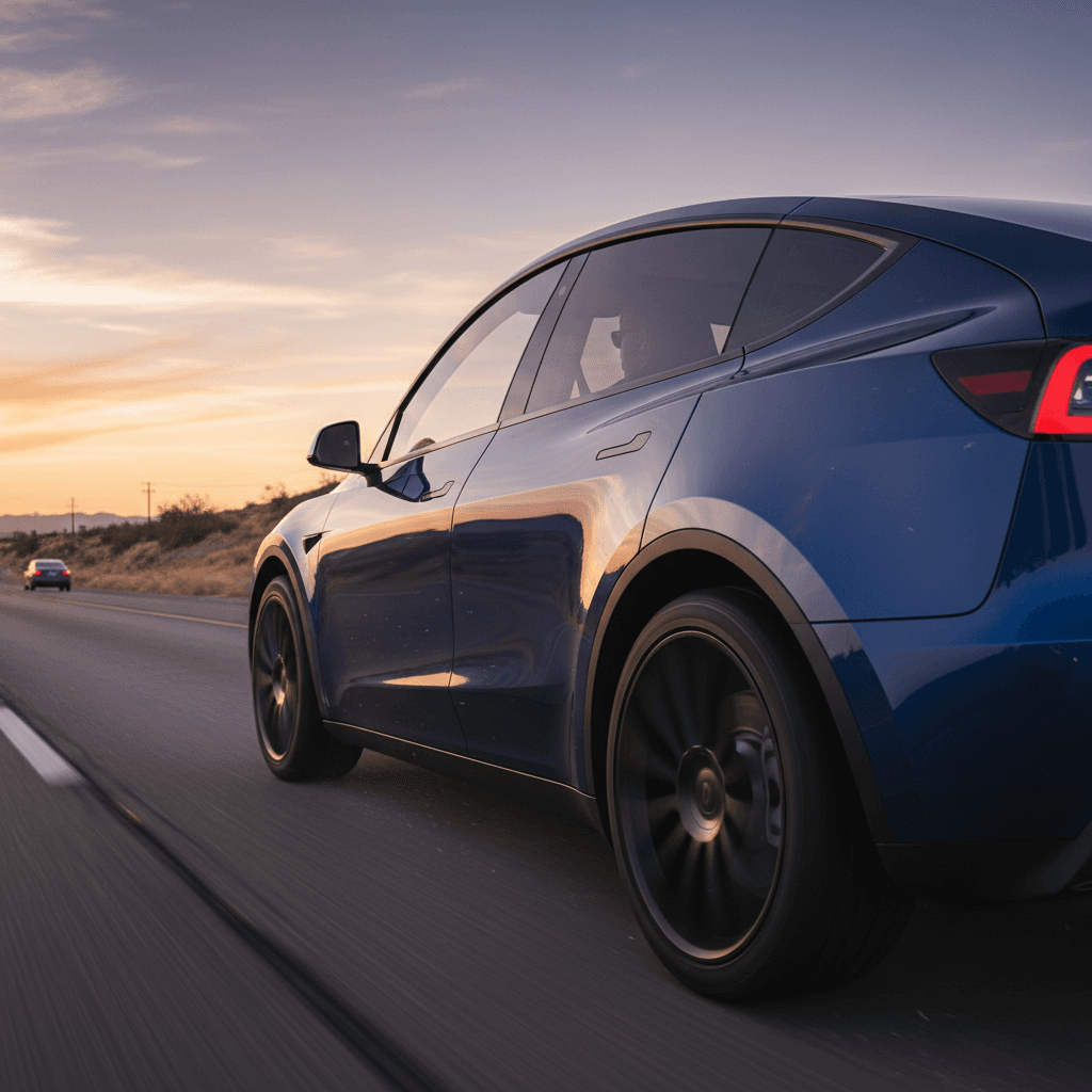 Electric hypercar cornering fast on a racetrack