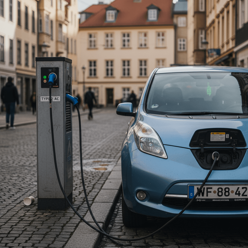 Technician reviewing an electric car battery health report on a tablet