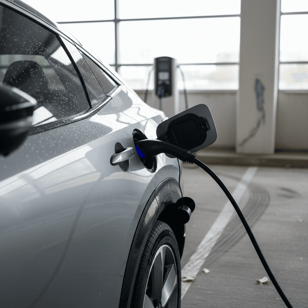 Nissan Ariya interior with large twin screens and ambient lighting