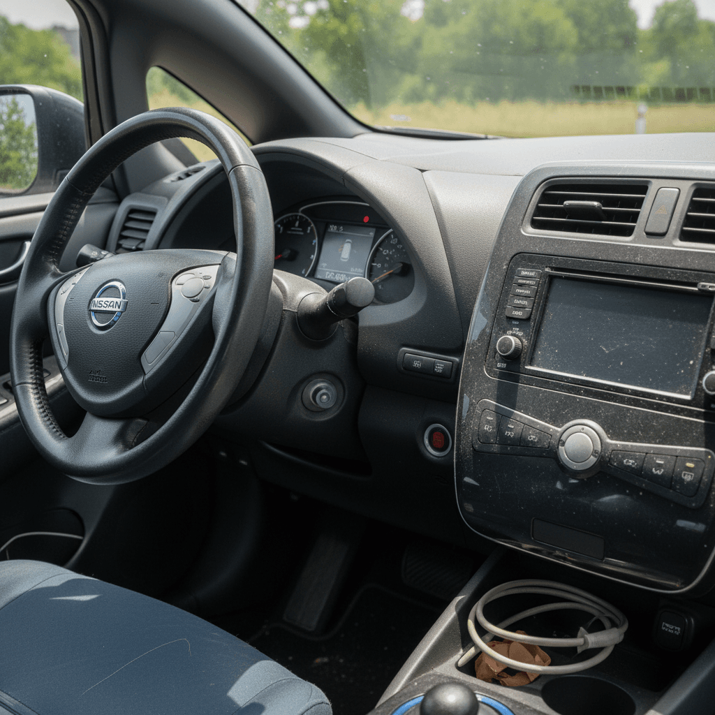 Nissan Leaf dashboard showing battery gauge and capacity bars